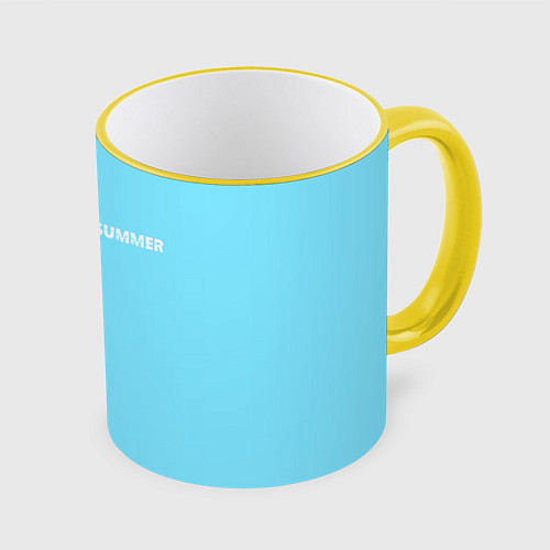 Кружка цветная Summer-pink and blue / 3D-Желтый кант – фото 1