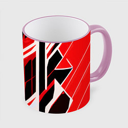 Кружка 3D Red and white lines on a black background, цвет: 3D-розовый кант