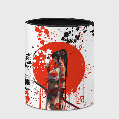 Кружка цветная Женщина самурай / 3D-Белый + черный – фото 2
