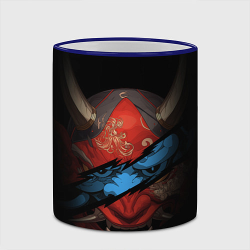 Кружка цветная Маска демона - Хання / 3D-Синий кант – фото 2