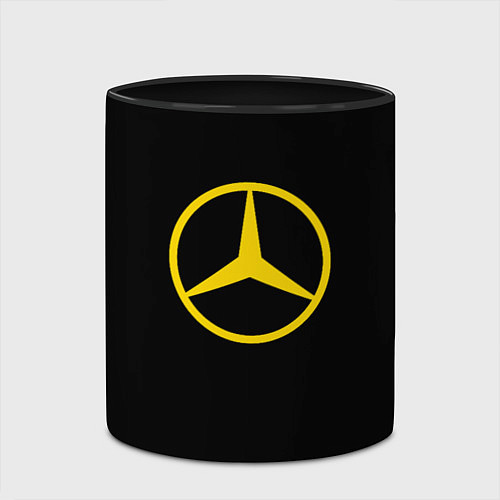 Кружка цветная Mercedes logo yello / 3D-Белый + черный – фото 2
