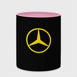 Кружка 3D Mercedes logo yello, цвет: 3D-белый + розовый — фото 2