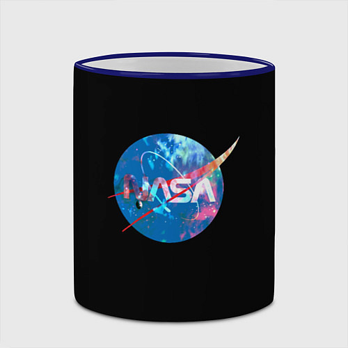 Кружка цветная NASA космическое лого / 3D-Синий кант – фото 2