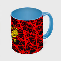 Кружка 3D Россия текстура символика, цвет: 3D-белый + небесно-голубой