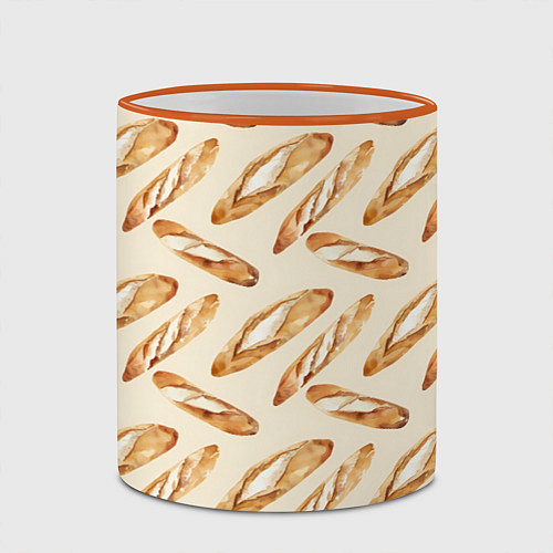 Кружка цветная The baguette pattern / 3D-Оранжевый кант – фото 2