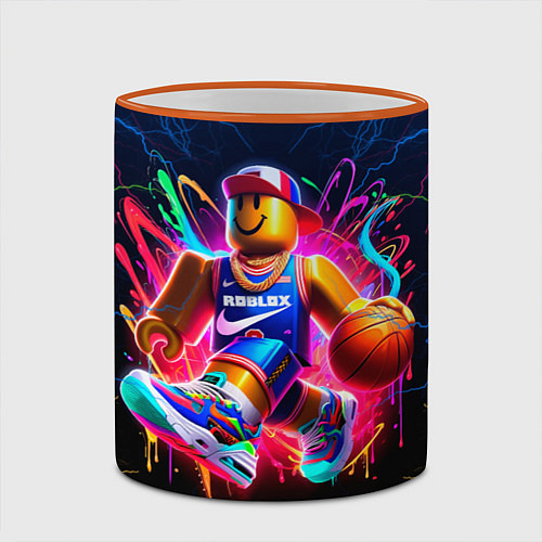 Кружка цветная Roblox баскетболист / 3D-Оранжевый кант – фото 2
