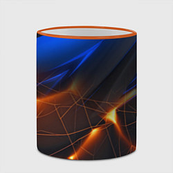 Кружка 3D Синяя абстракция с желтыми плитами, цвет: 3D-оранжевый кант — фото 2