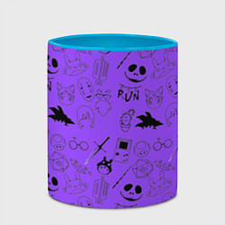 Кружка 3D Хэллоуин узор на фиолетовом фоне, цвет: 3D-белый + небесно-голубой — фото 2
