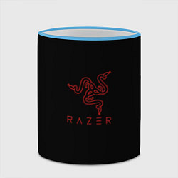 Кружка 3D Razer red logo, цвет: 3D-небесно-голубой кант — фото 2