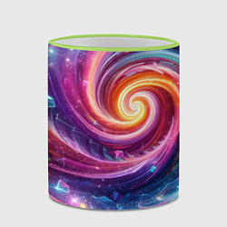 Кружка 3D Космическая галактическая спираль - неоновое свече, цвет: 3D-светло-зеленый кант — фото 2