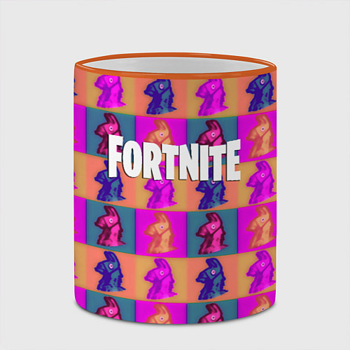Кружка цветная Fortnite logo pattern game / 3D-Оранжевый кант – фото 2