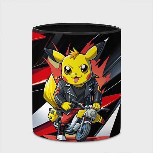 Кружка цветная Пикачу байкер на мотоцикле / 3D-Белый + черный – фото 2