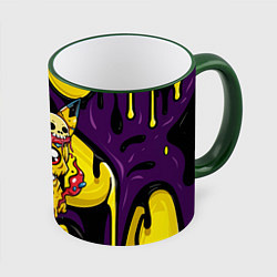Кружка 3D Зомби Пикачу и желтые пятна, цвет: 3D-зеленый кант