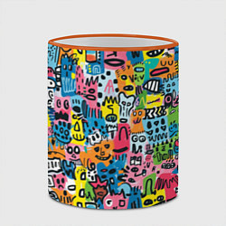 Кружка 3D Весёлые лица абстрактные, цвет: 3D-оранжевый кант — фото 2