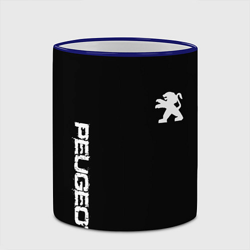 Кружка цветная Peugeot logo white / 3D-Синий кант – фото 2