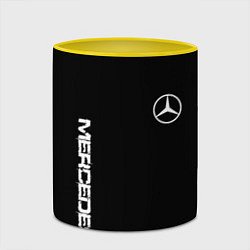 Кружка 3D Mercedes benz logo white auto, цвет: 3D-белый + желтый — фото 2