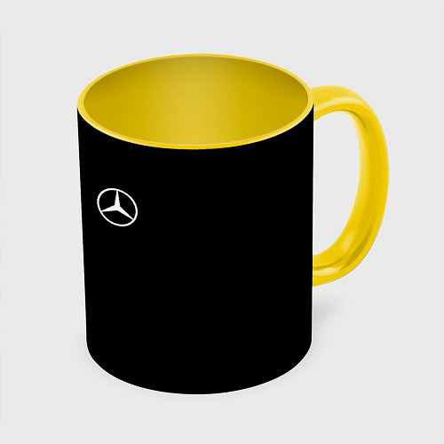 Кружка цветная Mercedes benz logo white auto / 3D-Белый + желтый – фото 1
