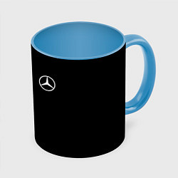 Кружка 3D Mercedes benz logo white auto, цвет: 3D-белый + небесно-голубой