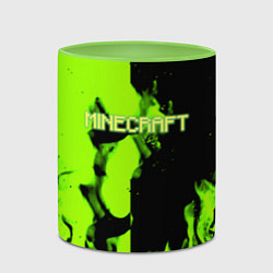 Кружка 3D Minecraft green logo fire, цвет: 3D-белый + светло-зеленый — фото 2