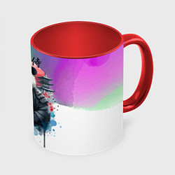 Кружка 3D Panda samurai - Japan, цвет: 3D-белый + красный