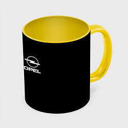 Кружка 3D Opel white logo, цвет: 3D-белый + желтый