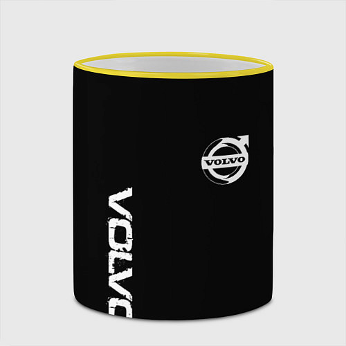 Кружка цветная Volvo white logo auto / 3D-Желтый кант – фото 2