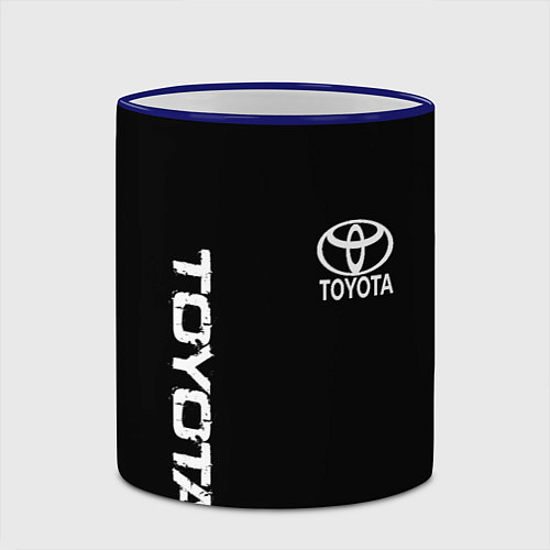 Кружка цветная Toyota logo white steel / 3D-Синий кант – фото 2