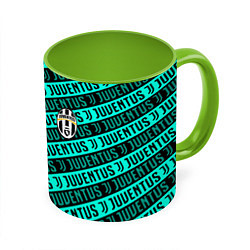 Кружка 3D Juventus pattern logo steel, цвет: 3D-белый + светло-зеленый