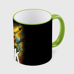 Кружка цветная Пикачу рокер с электрогитарой