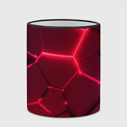 Кружка 3D Маджента неоновые плиты в разломе, цвет: 3D-черный кант — фото 2