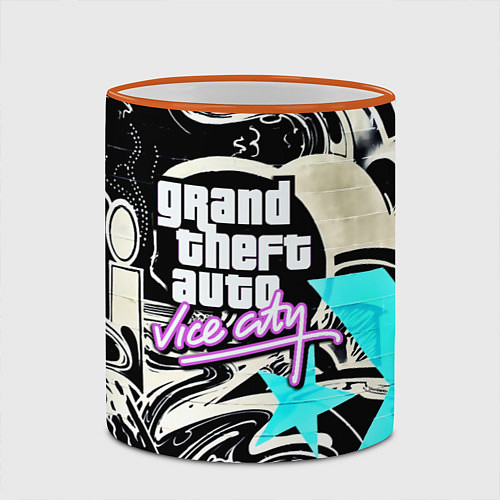 Кружка цветная GTA vice city grafiti / 3D-Оранжевый кант – фото 2