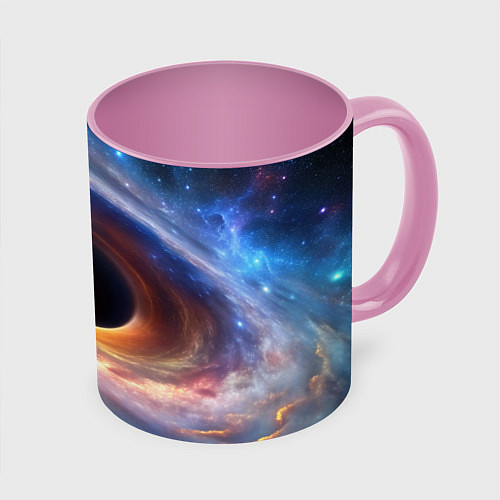 Кружка цветная Чёрная дыра поглощает вселенную / 3D-Белый + розовый – фото 1