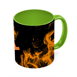 Кружка 3D Half life fire orange, цвет: 3D-белый + светло-зеленый
