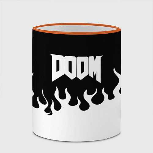 Кружка цветная Doom fire white / 3D-Оранжевый кант – фото 2