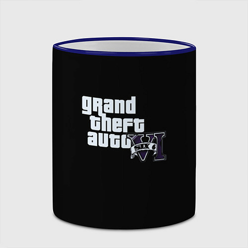 Кружка цветная GTA 6 logo vice city / 3D-Синий кант – фото 2
