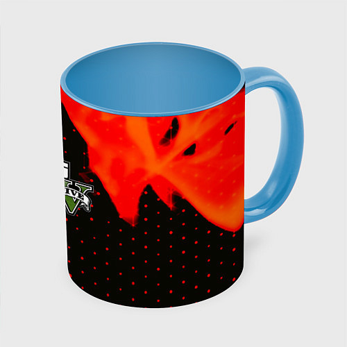 Кружка цветная GTA 5 огненный стиль паттерн / 3D-Белый + небесно-голубой – фото 1