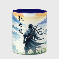 Кружка 3D Ghost of Tsushima - samurai on the background of t, цвет: 3D-белый + синий — фото 2