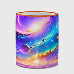 Кружка 3D Космос в неоновых тонах, цвет: 3D-оранжевый кант — фото 2