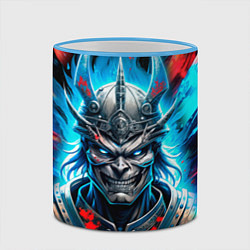 Кружка 3D Самурай синий неоновый демон со светящимися глазам, цвет: 3D-небесно-голубой кант — фото 2