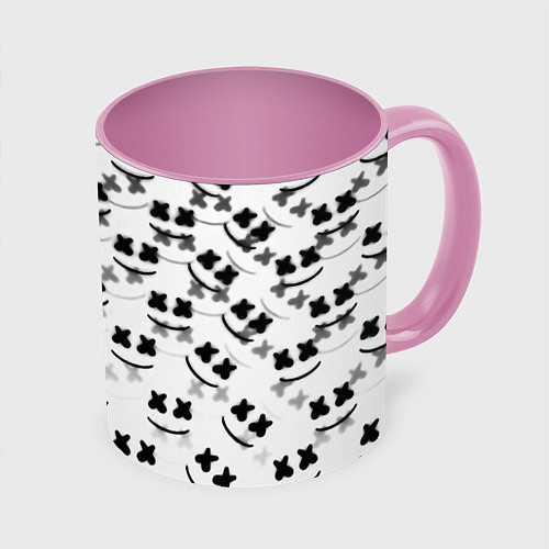 Кружка цветная Marshmello dj pattern / 3D-Белый + розовый – фото 1
