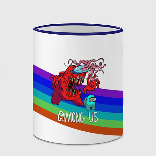Кружка цветная Among us colors line монстр / 3D-Синий кант – фото 2