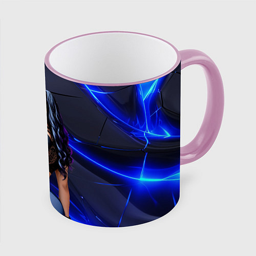 Кружка цветная Девушка в обтягивающих лосинах / 3D-Розовый кант – фото 1