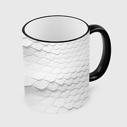 Кружка 3D Белая чешуя змеи, цвет: 3D-черный кант
