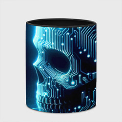 Кружка 3D Cyber neon skull - ai art с дорожками на плате, цвет: 3D-белый + черный — фото 2