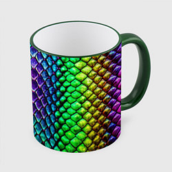 Кружка 3D Радужная кожа змеи, цвет: 3D-зеленый кант