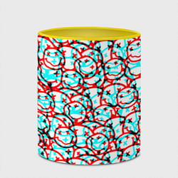 Кружка 3D Nirvana smile glitch, цвет: 3D-белый + желтый — фото 2