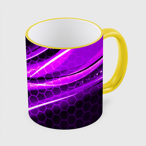 Кружка цветная Неоновая броня текстура / 3D-Желтый кант – фото 1