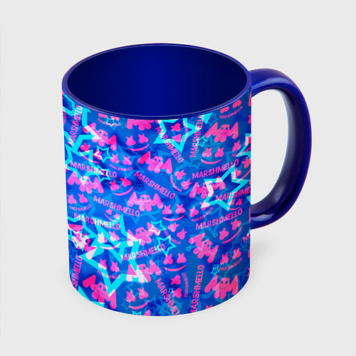 Кружка цветная Marshmello comstock star / 3D-Белый + синий – фото 1