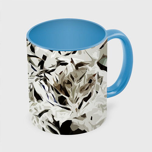Кружка цветная Black and white abstraction / 3D-Белый + небесно-голубой – фото 1