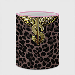 Кружка 3D Костюм богача с золотой цепью, цвет: 3D-розовый кант — фото 2